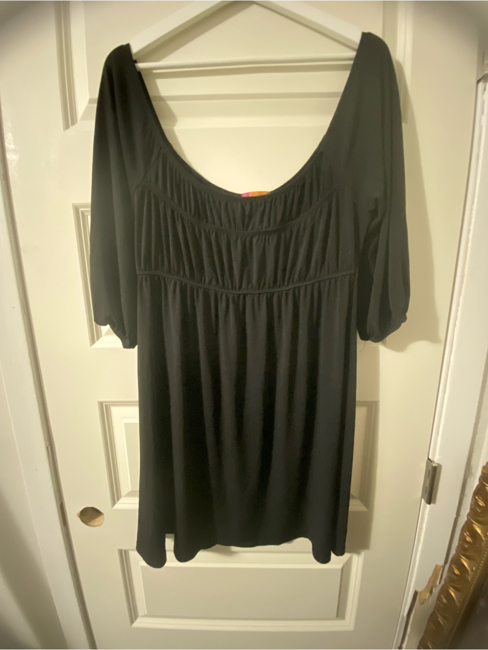 Catch My I Y2K Off The Shoulder Ruched Black Dress Size XL Vintage
